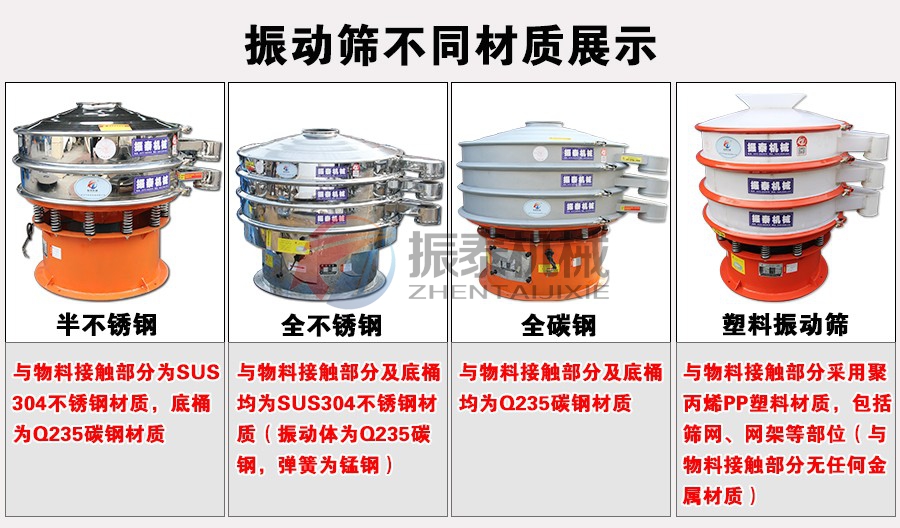 鐵粉振動篩不同材質(zhì)展示